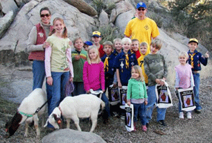 cub scouts, goats, Tanya and Mikayla